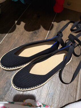 Rothy’s Black Lace-Up Espadrille Flats - Women's Shoes